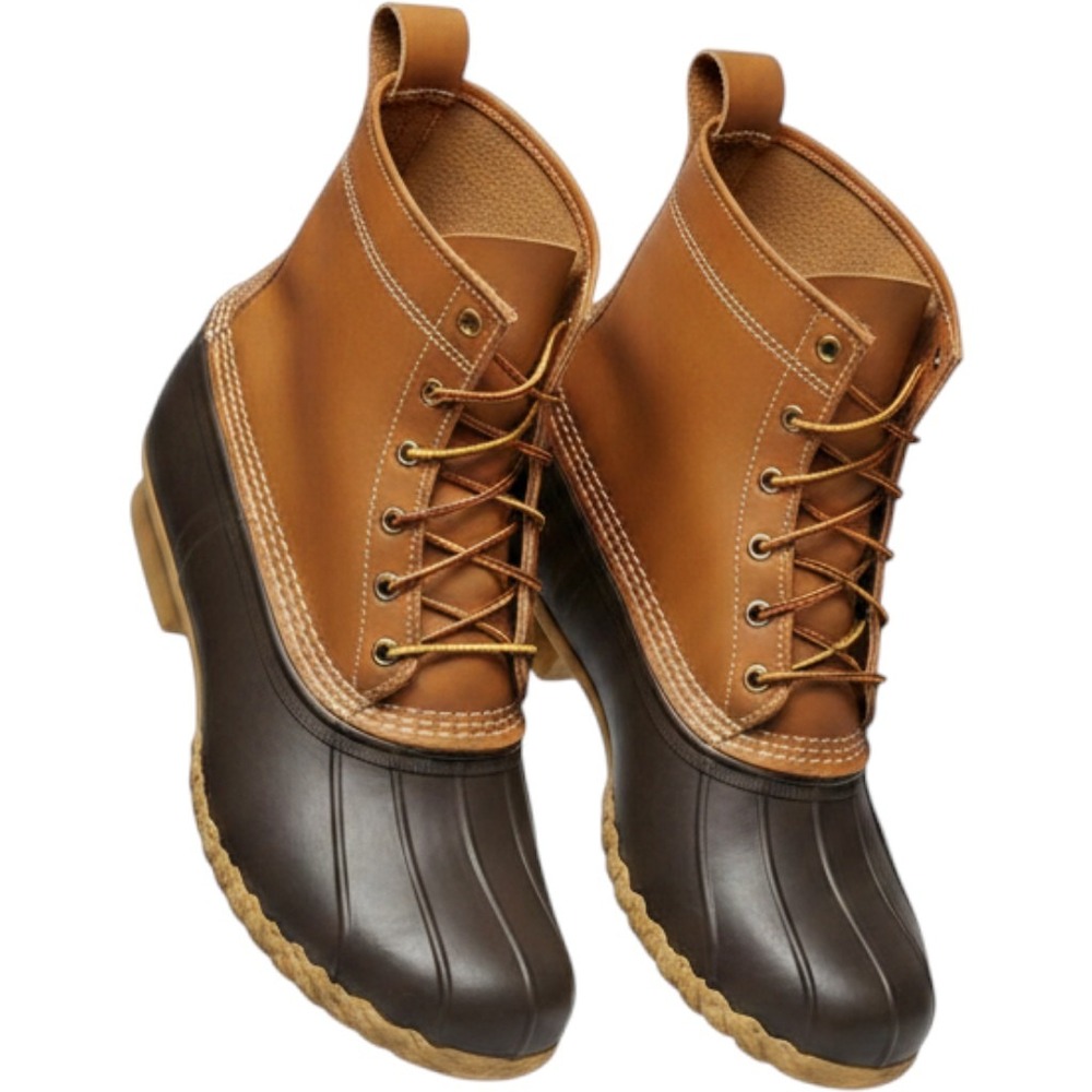 L.L. Bean Bean Boots Mens Size 7 W Brown Leather Duck Rain Boots Waterproof USA